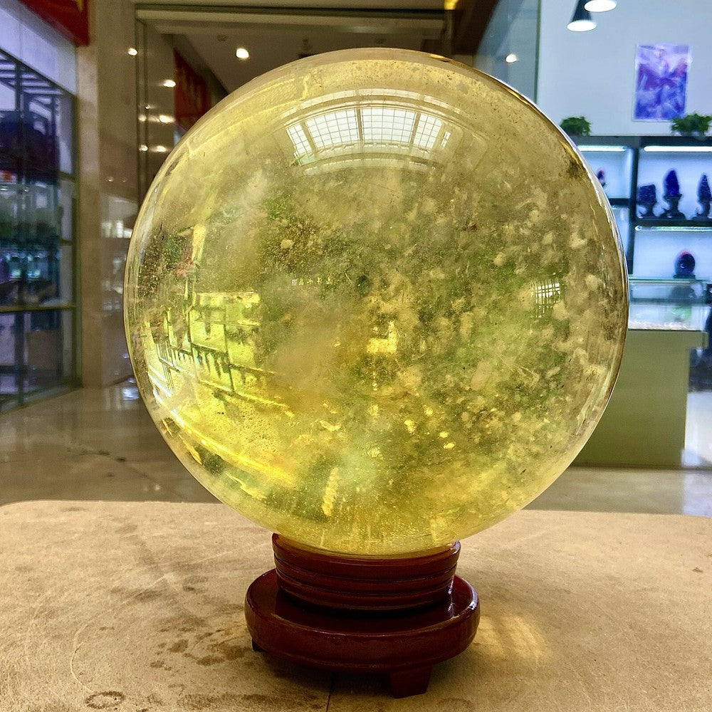 34.83LB Yellow melting stone quartz crystal sphere crystal ball magic reiki