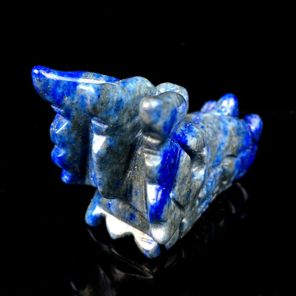 Natural Lapis Lazuli Dragon quartz Skull Hand Carved Crystal Reiki Healing