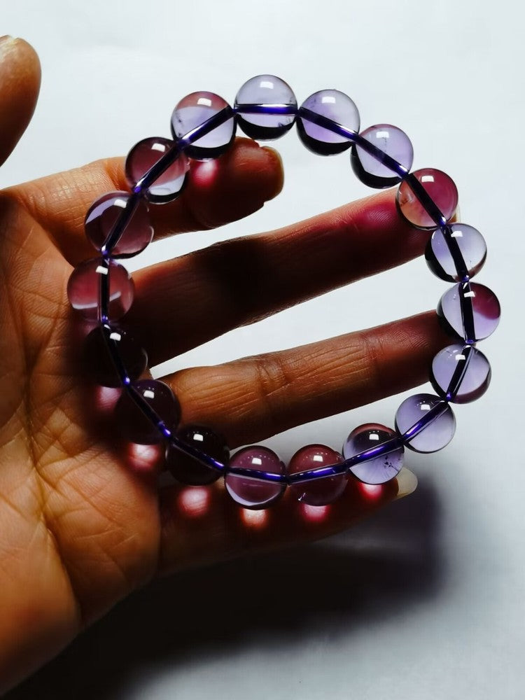 Real Tibetan High Altitude Clear Purple Amethyst Crystal Bracelet Bead 11 mm