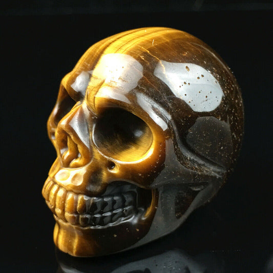 1.8" Natural Quartz Crystal skull Carved Tiger eye Jasper Skull Stone Healing