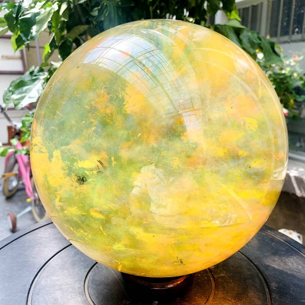 25.96LB Yellow melting stone quartz crystal sphere crystal ball reiki