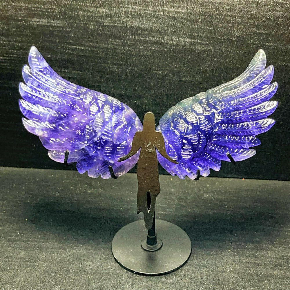 Natural Polished Hand carved Fluorite Wing Healing