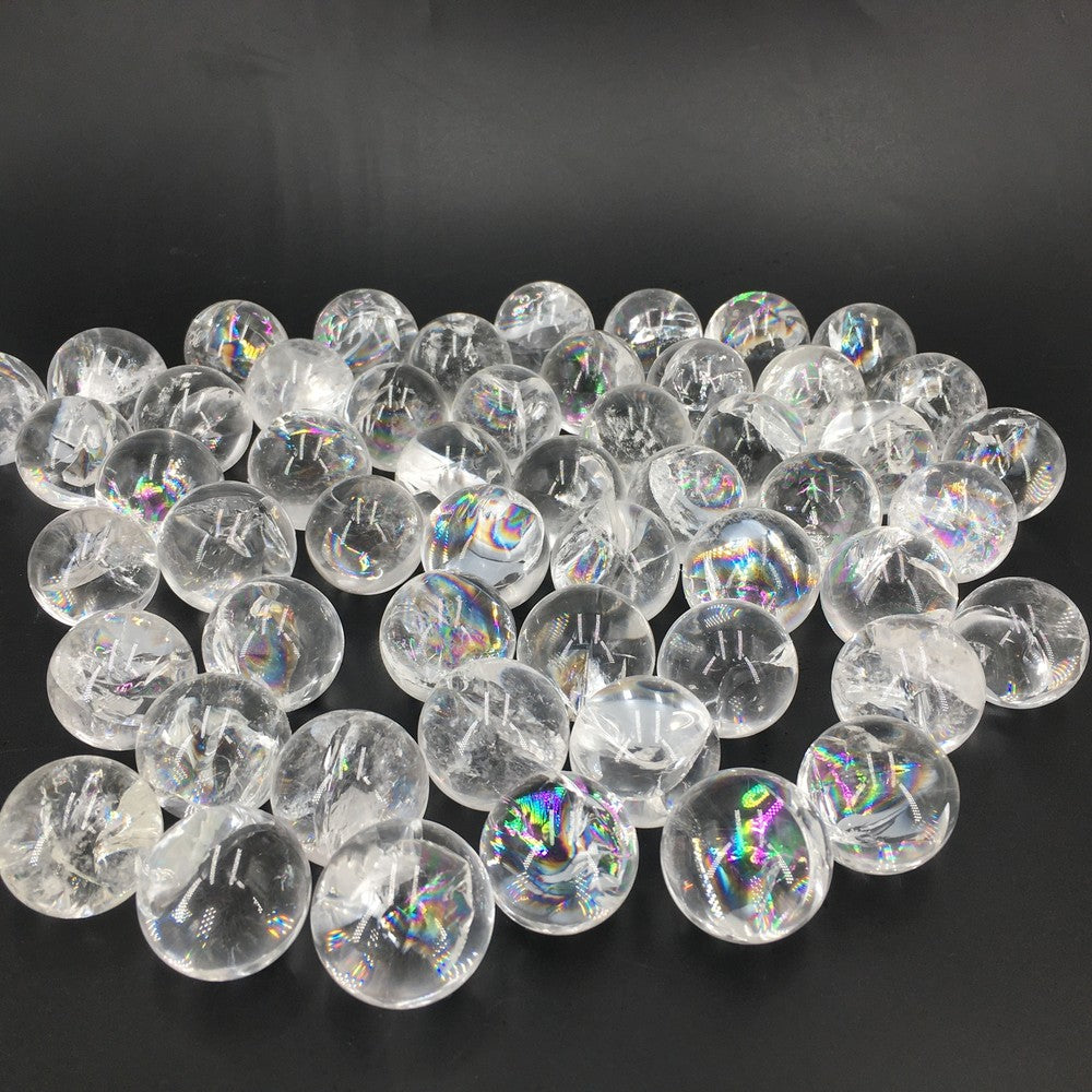 Natural Clear Quartz sphere Rainbow Crystal Ball reiki Healing care 40g+