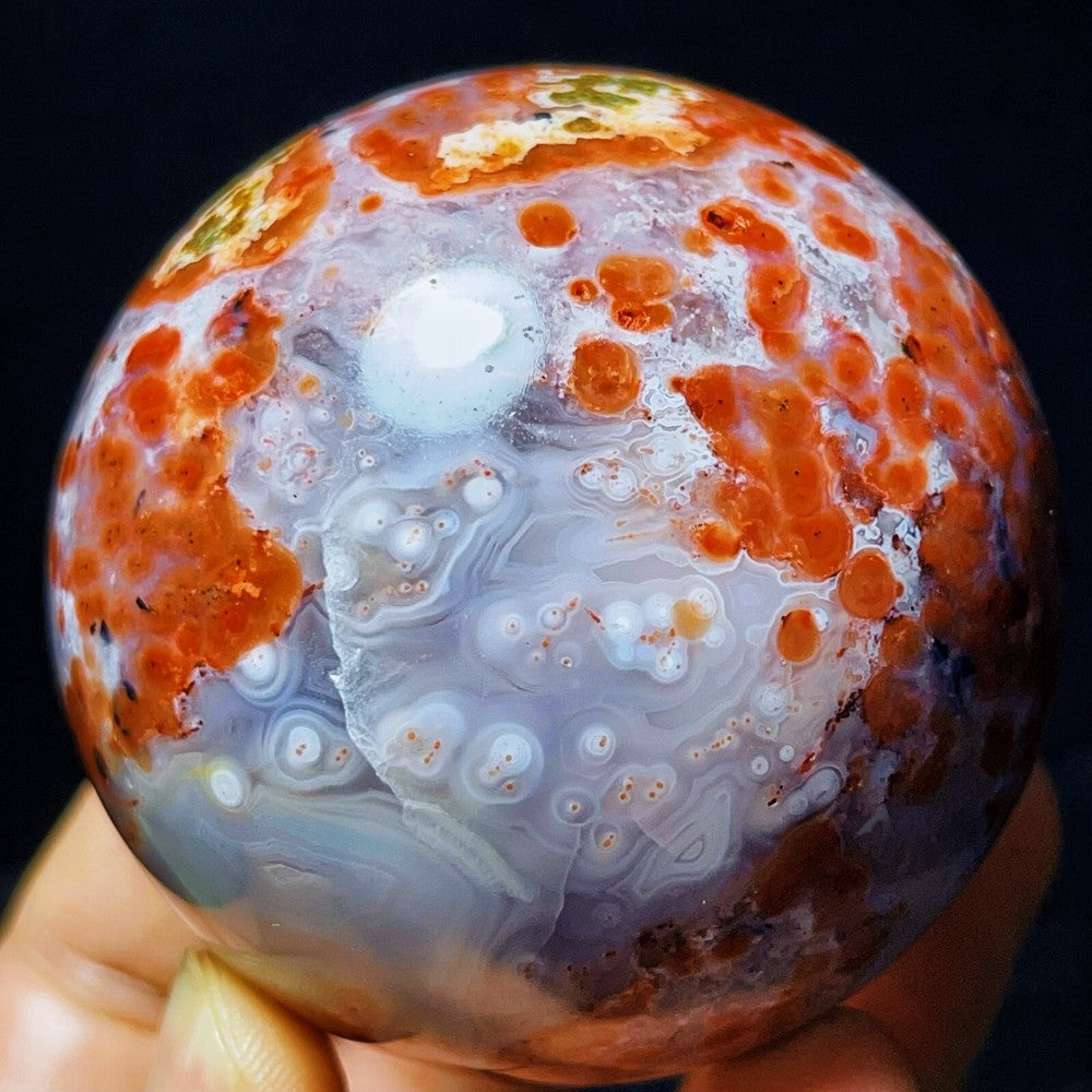 383G Natural Colorful Brazil Agate Sphere Crystal Ball Healing