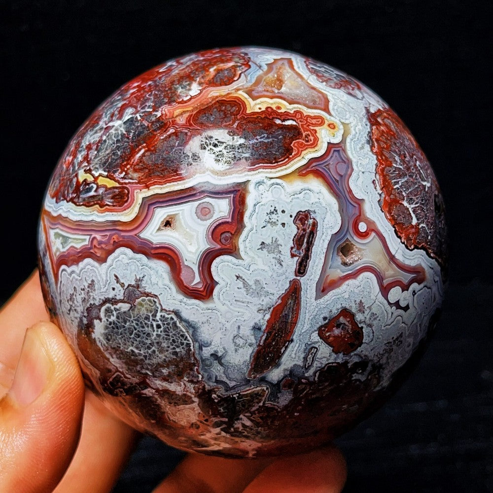 811G Natural Polished Mexico Crazy Agate Sphere Ball Crystal Healing