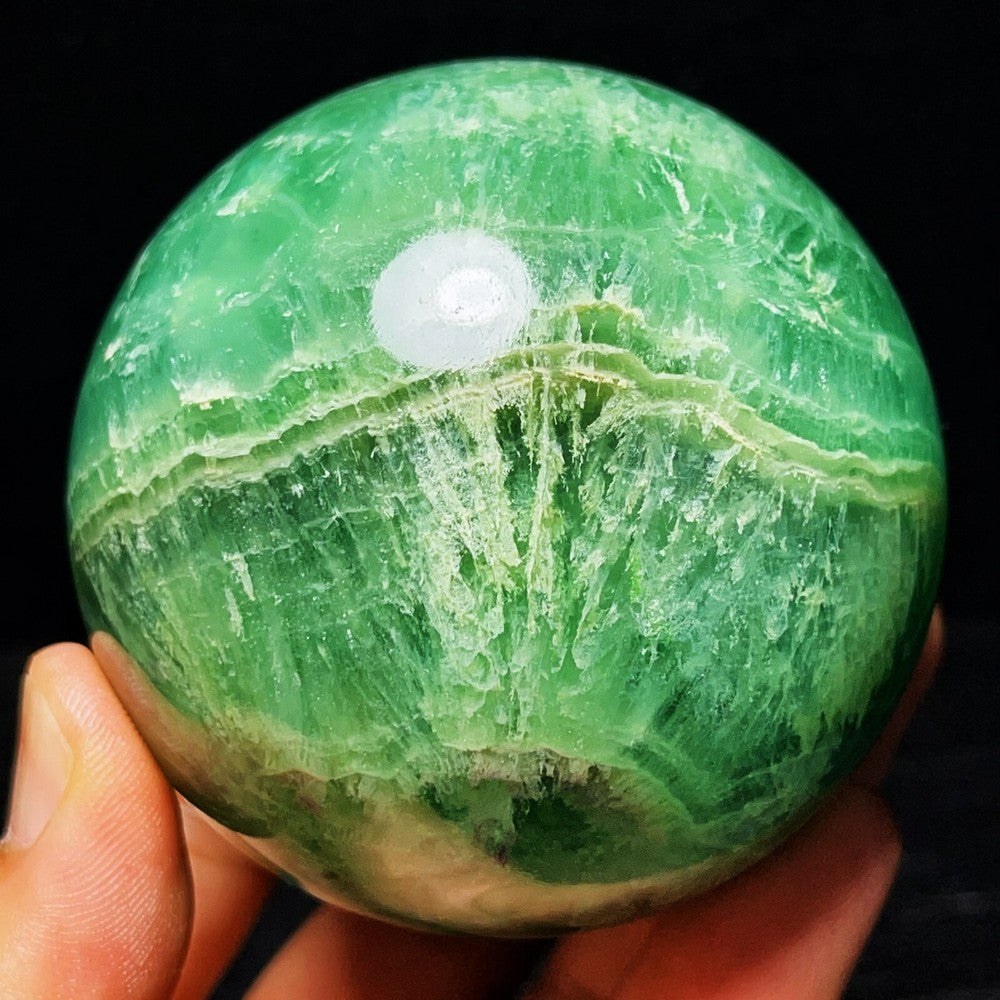 633G Natural Polished Green Fluorite Sphere Ball Crystal Healing