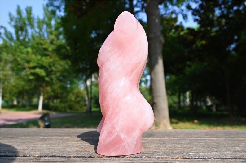 5.7''+ Carved Natural Rose quartz female model male model Reiki Crystal skull
