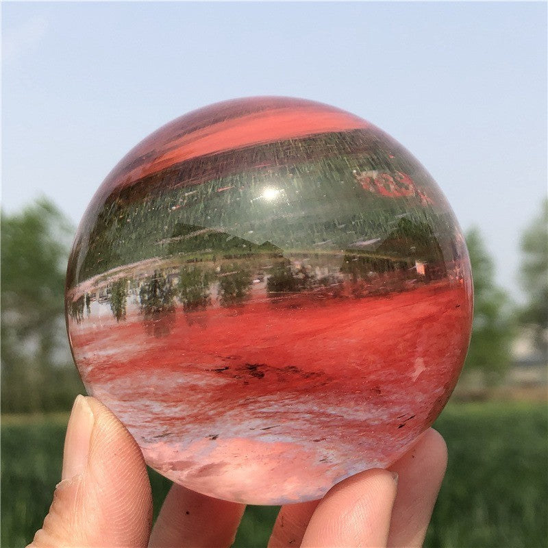 Natural Red melting stone crystal Ball Quartz Crystal Sphere Reiki