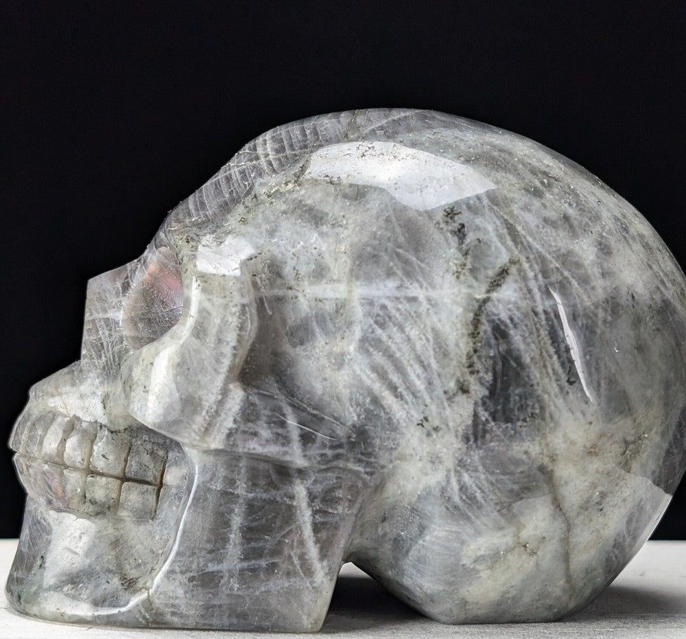 Labradorite Skull Carving Purple Flash Large Big Huge Crystal Chakra