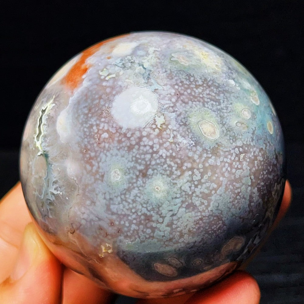 430G Natural Polished cherry blossom agate Crystal Ball Healing