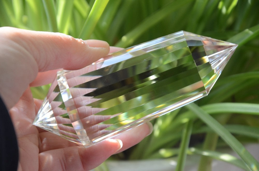 Tibetan High Altitude 99% Clear 24 Sided Crystal Quartz Vogel Style Wand 4.4''