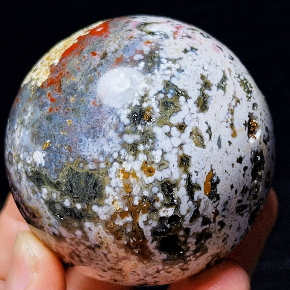 Natural Polished Orbicular Ocean Jasper Sphere Crystal Healing