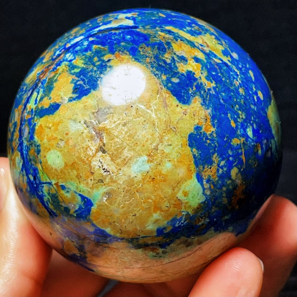 494G Natural Polished Phoenix Blue Gold Agate Crystal Ball Healing