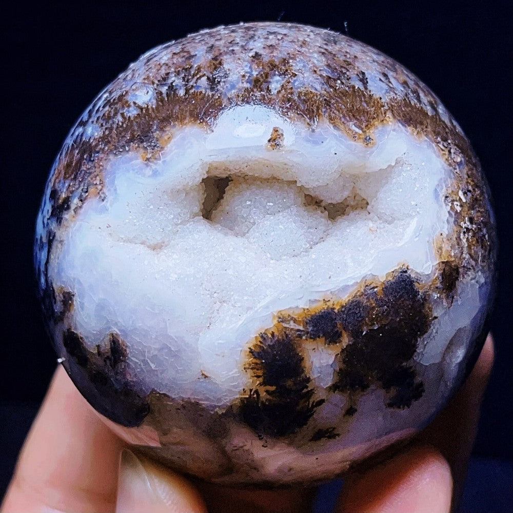 Natural Polished Dendritic Agate Sphere Ball Crystal Geode Healing