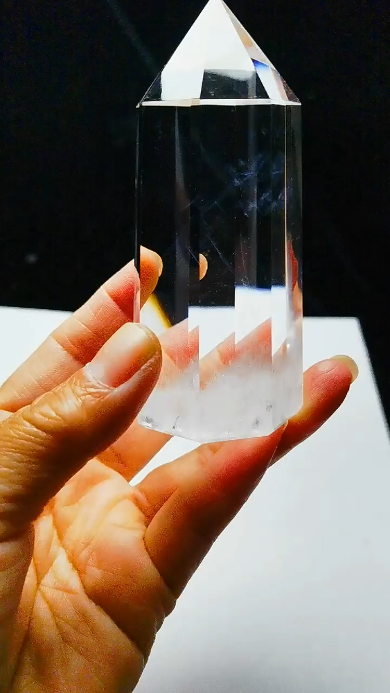 Rare Blue Rutile 8 Sided 3.58" Crystal Point Quartz Vogel Wand with Flat End