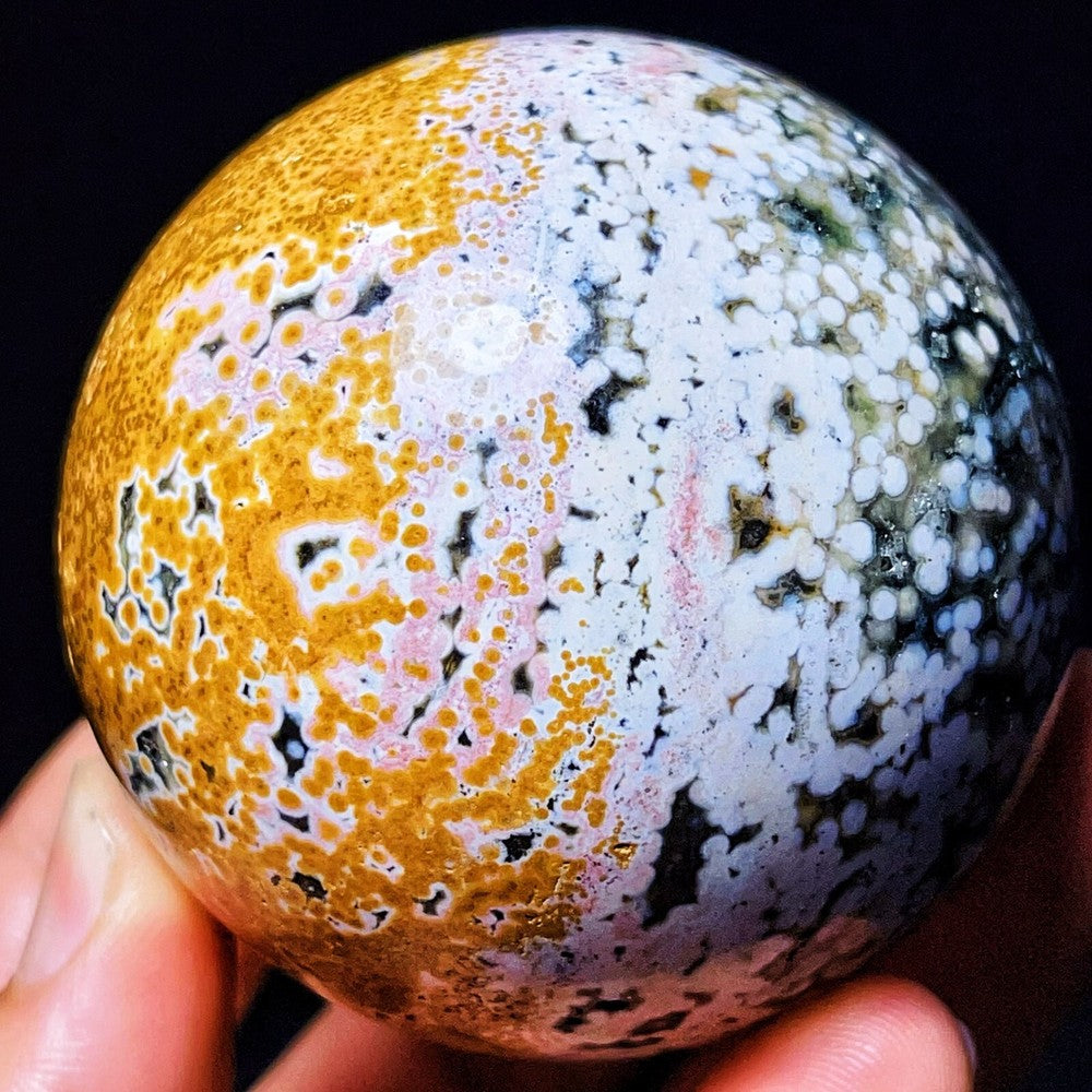 316G Natural Polished Orbicular Ocean Jasper Sphere Crystal Healing