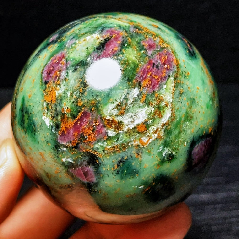 490G Natural Polished Grandmother Green Ruby Crystal Ball Healing