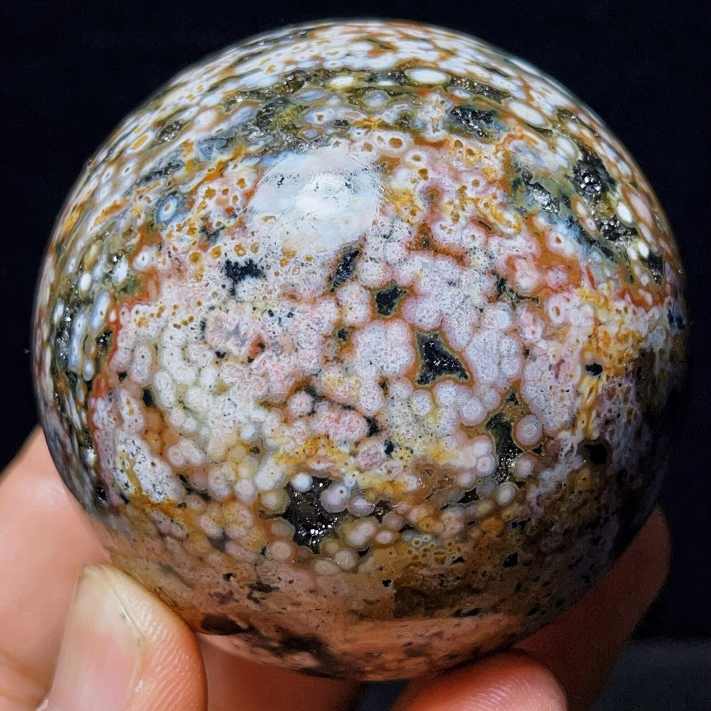 345G Natural Polished Orbicular Ocean Jasper Sphere Crystal Healing