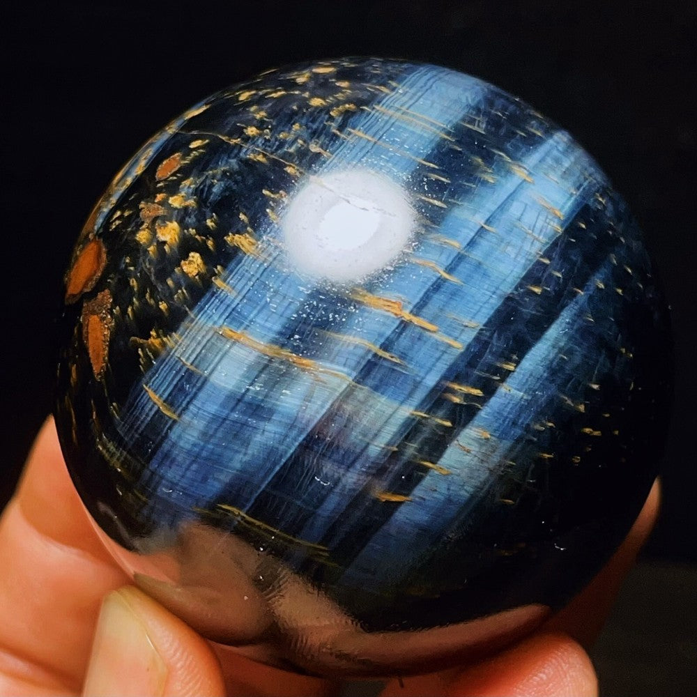 337G Natural Beautiful Meteor Blue Tiger Eye Sphere Crystal Quartz Healing