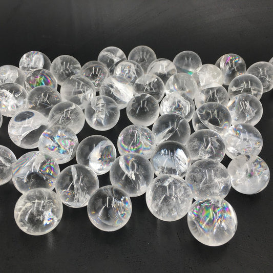 Sphère de quartz clair naturel Boule de cristal arc-en-ciel Soins de guérison Reiki 40 g+