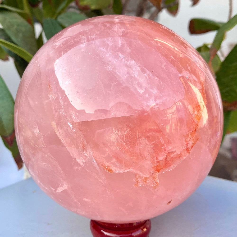 5.22LB Large Natural Pink Rose Quartz Sphere Crystal Ball Reiki Healing+BASE.