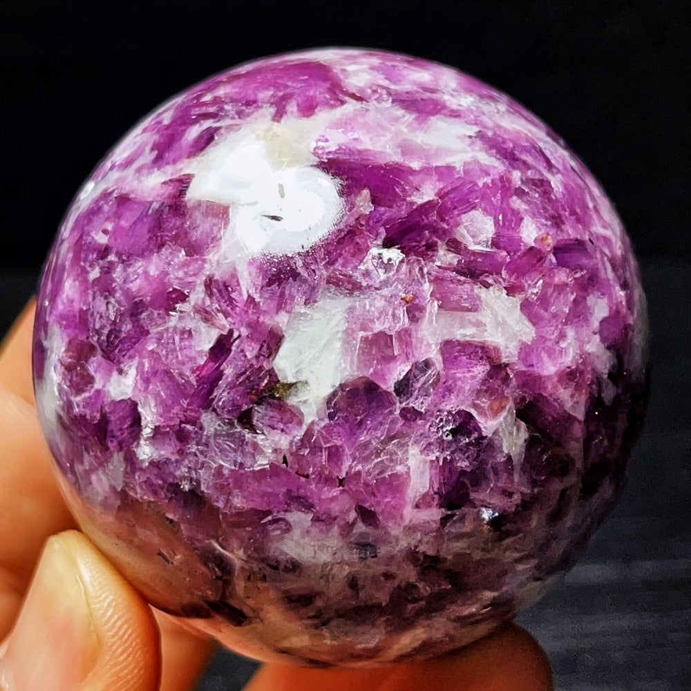 287G Natural Plum Blossom Tourmaline Unicorn Gem Crystal Ball Healing