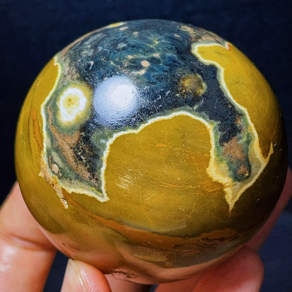 487G Natural Polished Ocean Jasper Sphere Ball Crystal Stone Healing