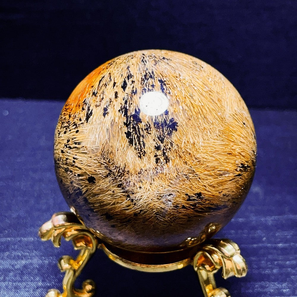 356G Natural Beautiful Golden Hair Rutilated Quartz Crystal Sphere Healing