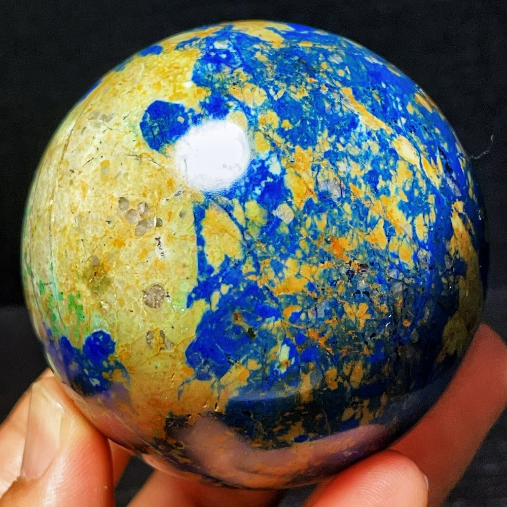 494G Natural Polished Phoenix Blue Gold Agate Crystal Ball Healing