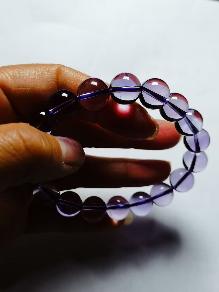 Real Tibetan High Altitude Clear Purple Amethyst Crystal Bracelet Bead 11 mm