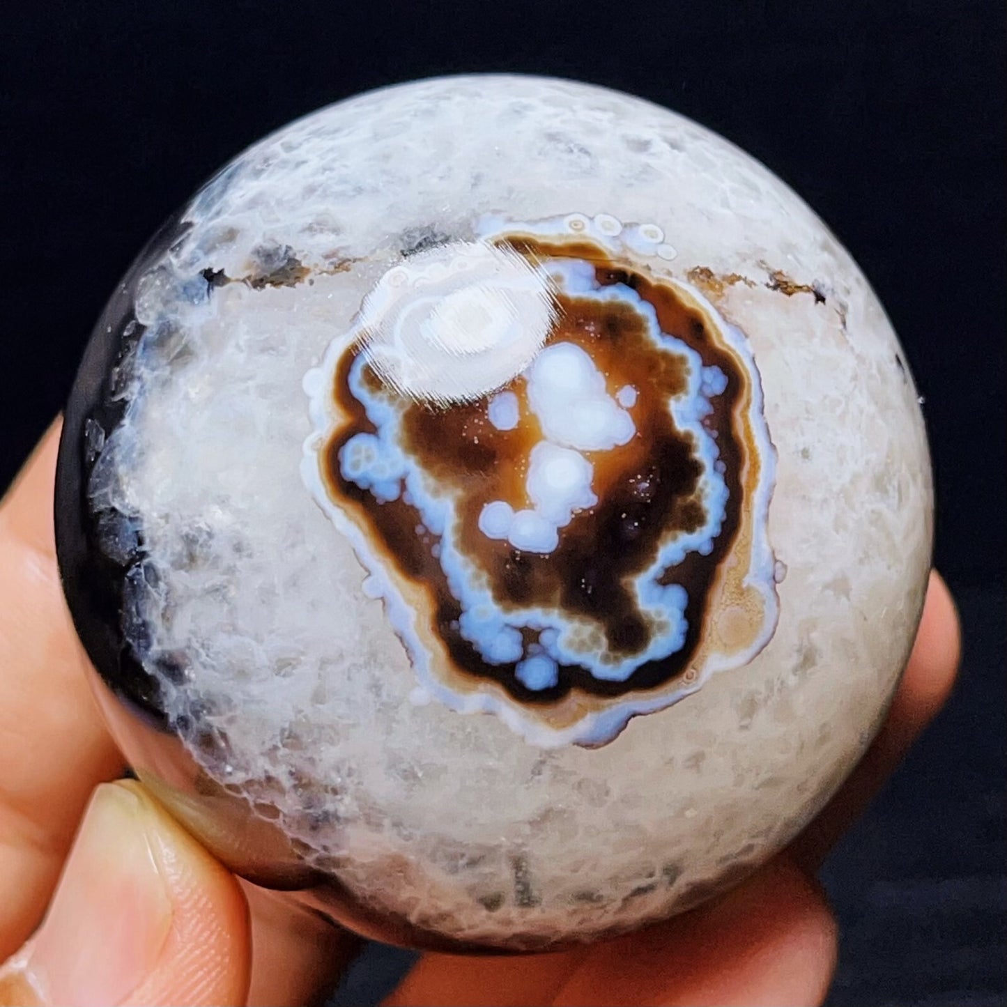 300G Gobi Agate Eyes Agate Sphere Ball Crystal Stone Madagascar
