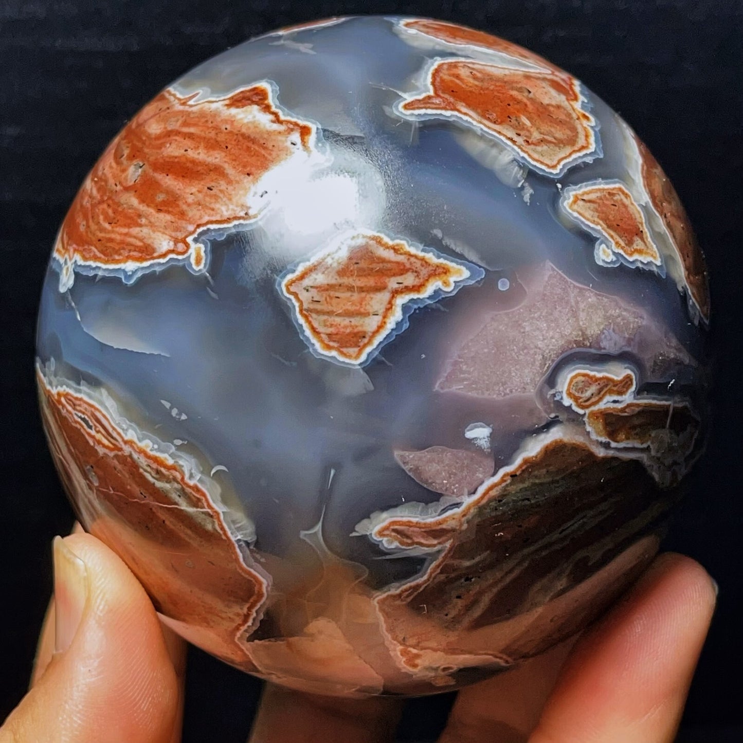 1055G Natural Polished Football Agate Sphere Agate Crystal Ball Healing