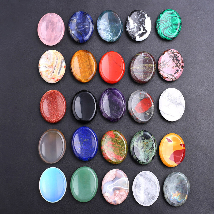 35x45mm Energy Chakra Forget Thumb Massage Stone Crystals Worry Stones