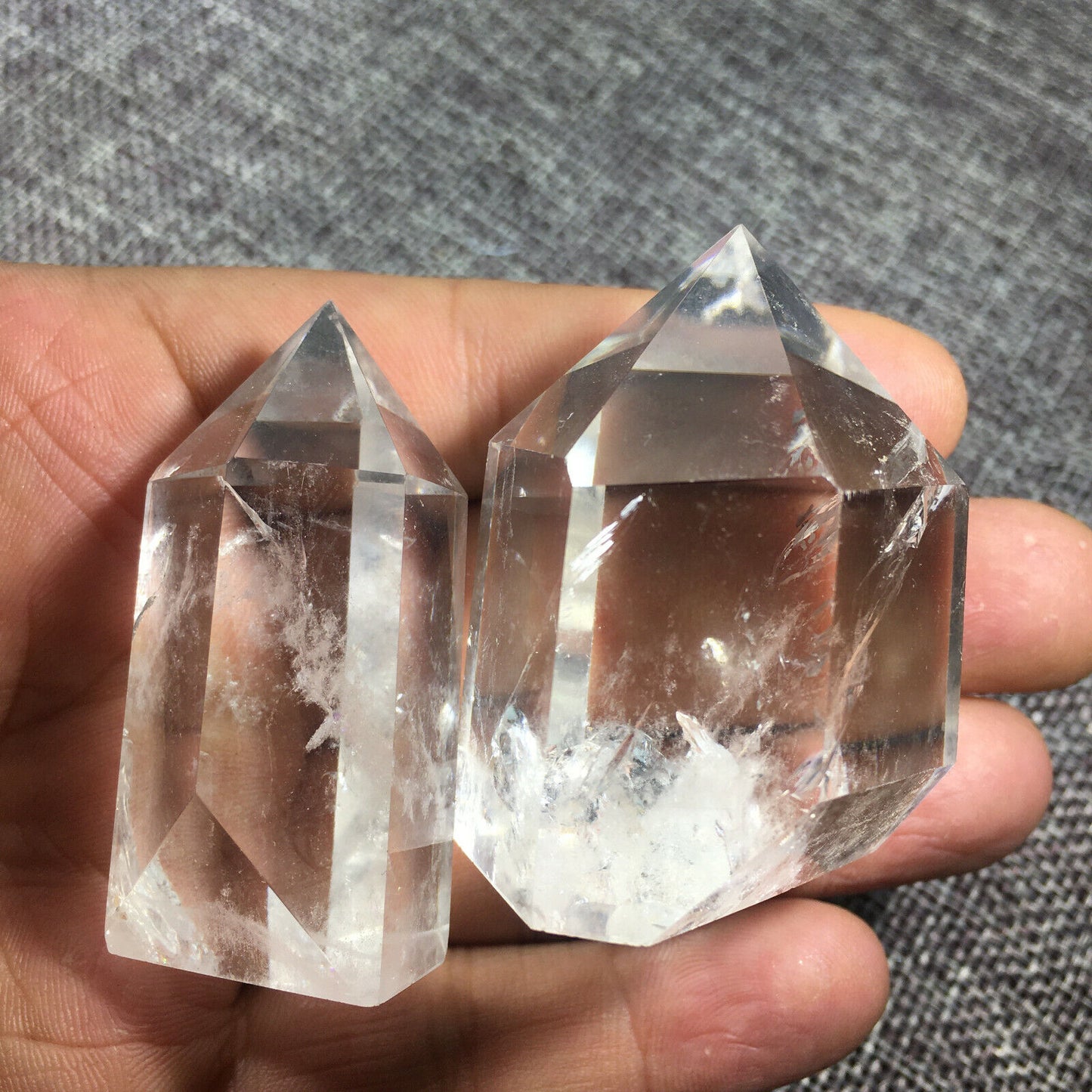 Natural Quartz clear Crystal Obelisk Wand Energy Healing 2PCS