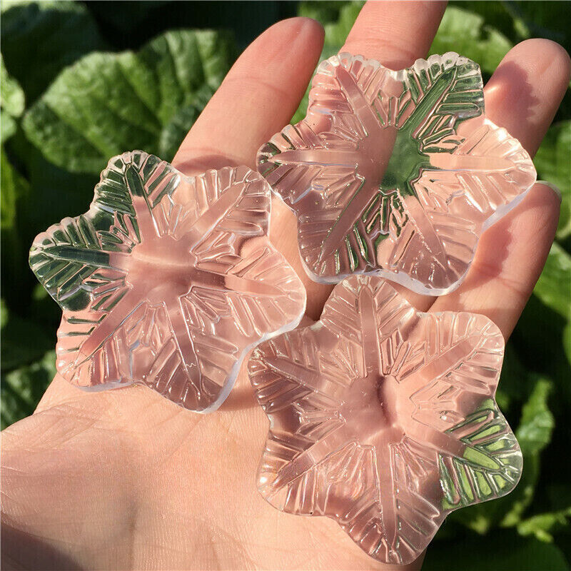 1.8" Carved Clear Melting stone snowflake Quartz Crystal Skull Healing gift 1pc