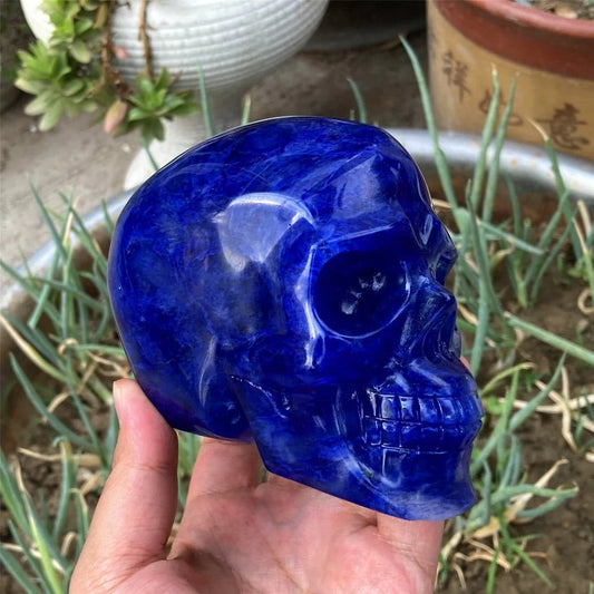 4"+ Hand Blue Melting stone Skull,Quartz Melting Crystal Skull Carved ,Home Decoration,Mineral Specimen,Crystal Reiki Healing Gifts