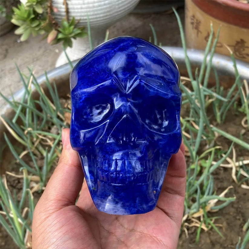 4"+ Hand Blue Melting stone Skull,Quartz Melting Crystal Skull Carved ,Home Decoration,Mineral Specimen,Crystal Reiki Healing Gifts