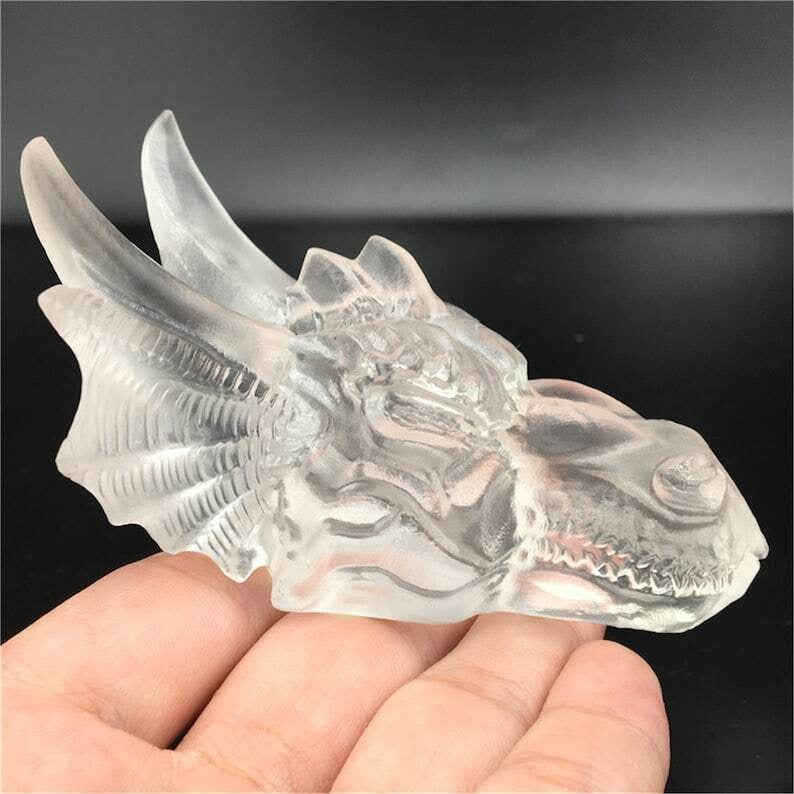 Spécimen de cristal de quartz dragon en pierre fondue transparente sculptée à la main, guérison Reiki 1 pièce