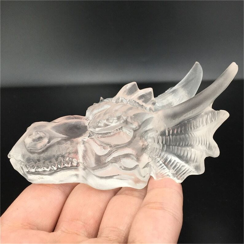 Spécimen de cristal de quartz dragon en pierre fondue transparente sculptée à la main, guérison Reiki 1 pièce