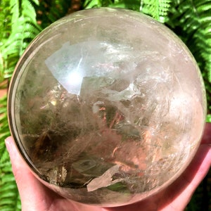 Large Clear Rainbow Smoky Crystal Quartz Sphere/Rainbow Crystal Ball/Rare Quartz/Meditation