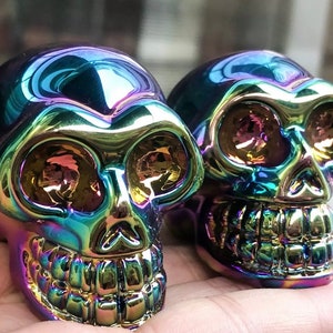 titanium rainbow aura quartz skull crystal semiprecious gemstone reiki healing crystal