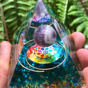 Fantasy magic amethyst Sphere Orgone/Crystal Pyramid Orgonite/Positive Energy Generator/Chakra Energy