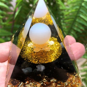 Fantasy magic opal Sphere obsidian Orgone/Crystal Pyramid Orgonite/Positive Energy