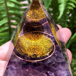 Fantasy magic amethyst Sphere Orgone/Crystal Pyramid Orgonite/Positive Energy Generator/Chakra Energy Healing