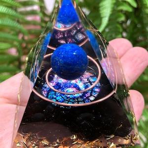Fantasy magic lapis lazuli Sphere Orgone/Crystal Pyramid Orgonite/Positive Energy Generator/Chakra