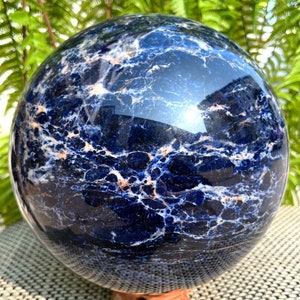 Polished LARGE Blue Sodalite Crystal Sphere/Healing Crystal/Blue Crystal Stone
