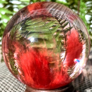 Clear Smelt Red quartz Sphere/Clear Smelt quartz Polished Chunks/Crystal grid/Special gift/Meditation Stone
