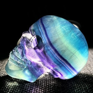 2'' Natural Rainbow Fluorite skull carved,Fluorite skullHome decor,Crystal healing