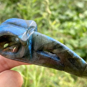 3.6" Natural labradorite crow skull,Home Decoration,Quartz crystal birds