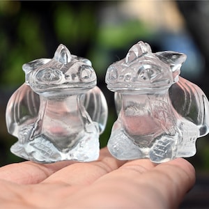 1.6'' Carved Clear smelting quartz Dragon,Melting Dragon,crystal decor,Quartz Crystal